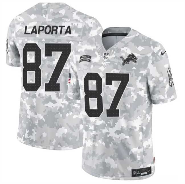 Men%27s Detroit Lions #87 Sam LaPorta 2024 F.U.S.E Arctic Camo Salute To Service Limited Stitched Football Jersey Dzhi->green bay packers->NFL Jersey